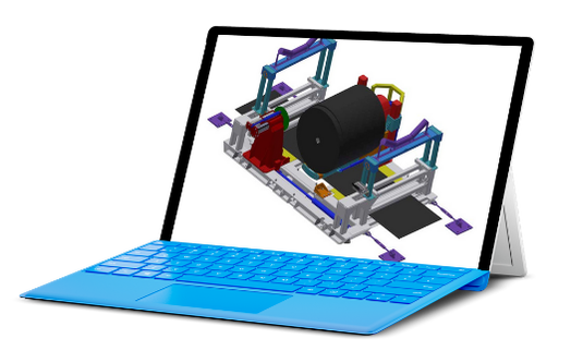 Conveyor transfer model shown on a tablet
